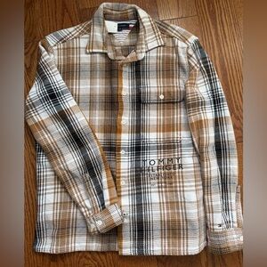 Tommy Hilfiger Men's Checkered Shirt - Brown, Black, and White